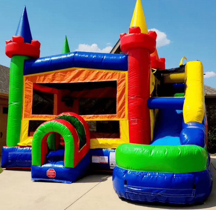 Rainbow Inflatable Slide Bounce House Combo